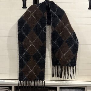 H&M Black and Brown Checkered Scarf